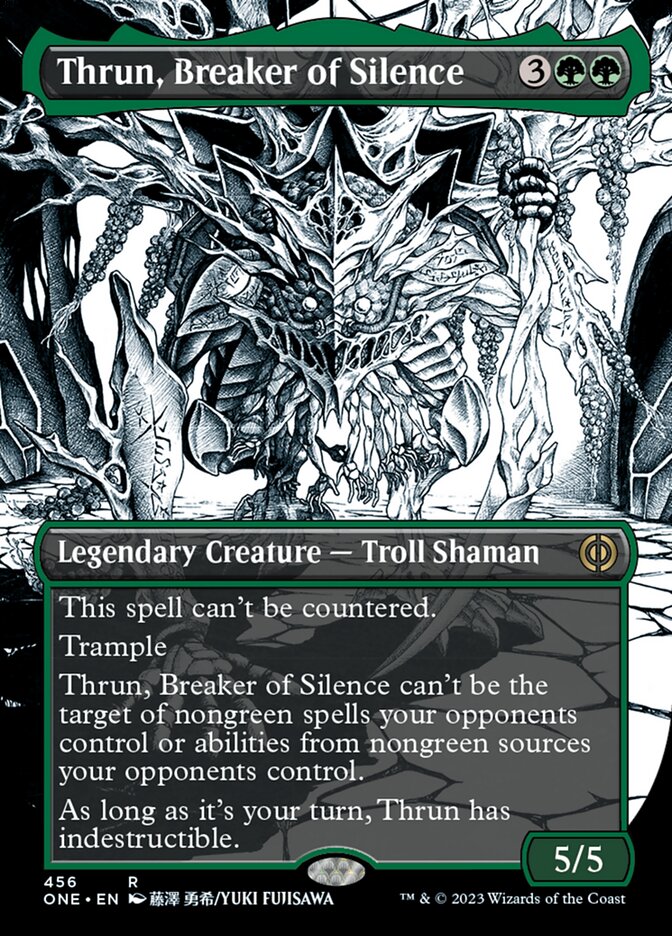 Thrun, Breaker of Silence (Borderless Manga Step-and-Compleat Foil) [Phyrexia: All Will Be One] 