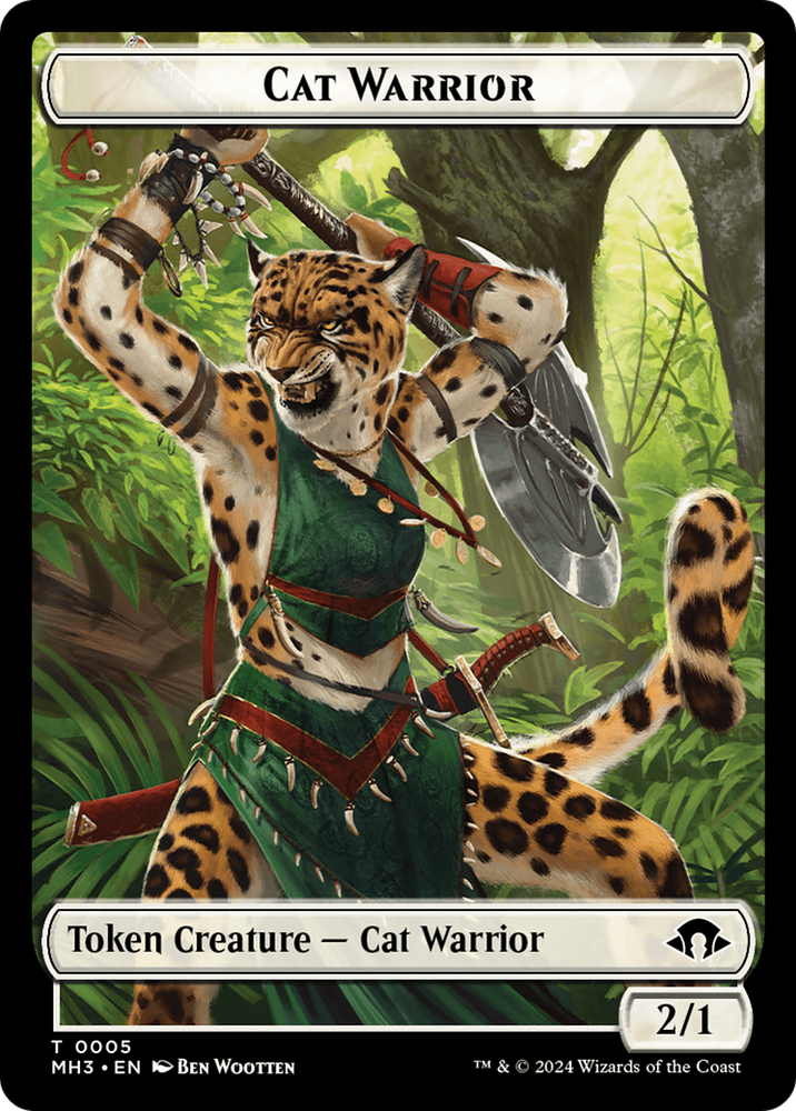 Cat Warrior // Energy Reserve Double-Sided Token [Modern Horizons 3 Tokens] 