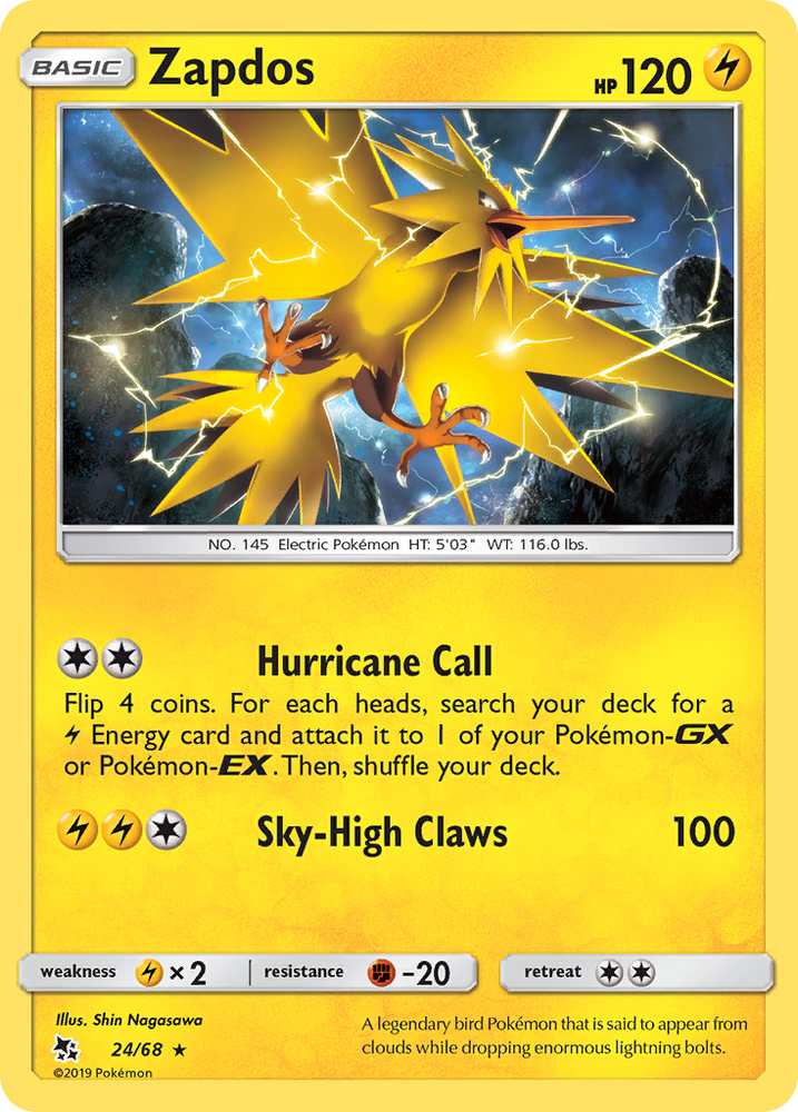 Zapdos (24/68) [Sun &amp; Moon: Hidden Fates] 
