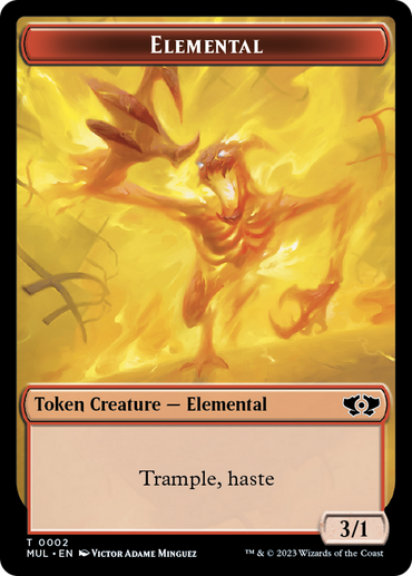 Elemental (2) // Teferi Akosa of Zhalfir Emblem Double-Sided Token [March of the Machine Tokens] 