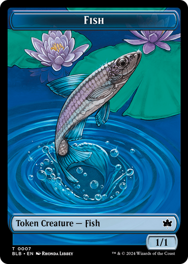 Fish // Iridescent Vinelasher Double-Sided Token [Bloomburrow Tokens]