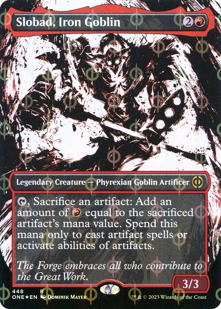 Slobad, Iron Goblin (Borderless Ichor Step-and-Compleat Foil) [Phyrexia: All Will Be One] 