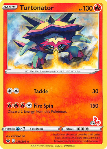 Turtonator (029/202) (Cinderace Stamp #39) [Battle Academy 2022] 