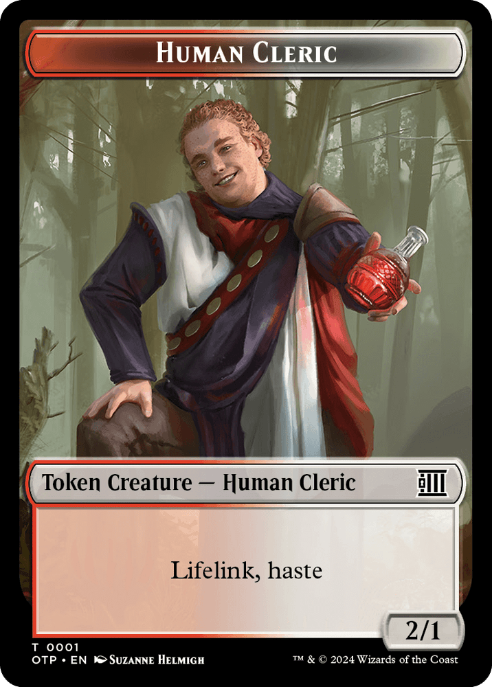 Human Cleric // Plot Double-Sided Token [Outlaws of Thunder Junction Tokens]