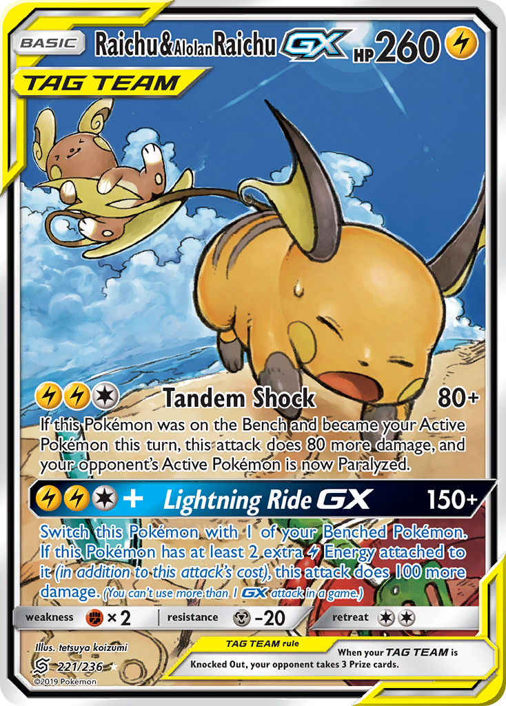 Raichu & Alolan Raichu GX (221/236) [Sun & Moon: Unified Minds] 