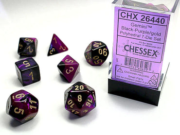 CHESSEX - Dados Minipoliédricos Gemini Black-Purple/Gold