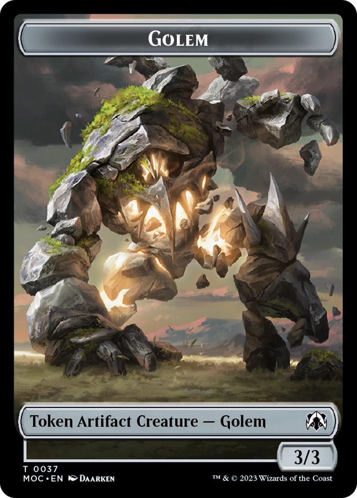 Golem // Clue Double-Sided Token [March of the Machine Commander Tokens] 