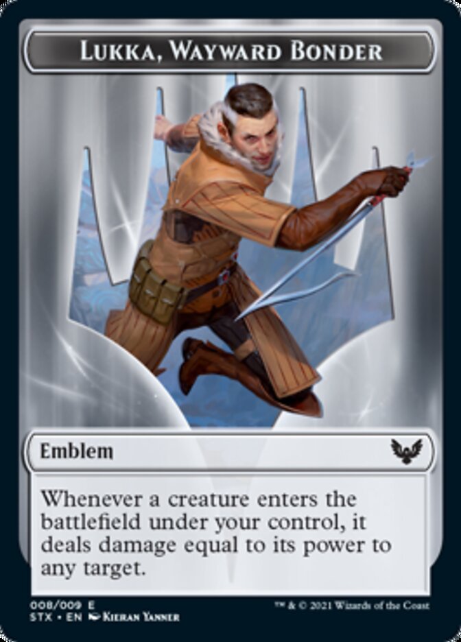 Spirit // Lukka, Wayward Bonder Emblem Double-Sided Token [Strixhaven: School of Mages Tokens] 