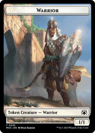 Warrior // Elspeth, Sun's Champion Emblem Double-Sided Token [March of the Machine Commander Tokens] 