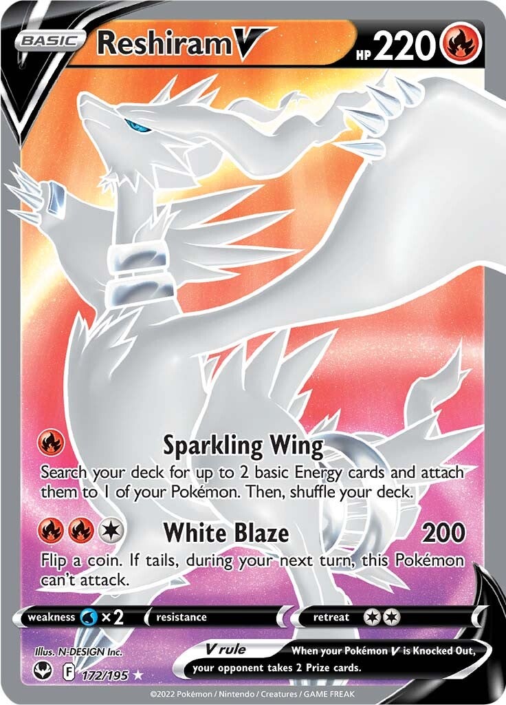 Reshiram V (172/195) [Sword & Shield: Silver Tempest] 