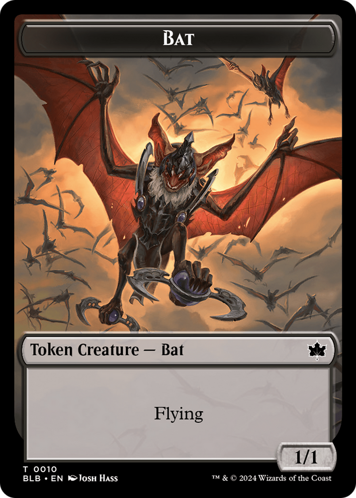 Bat // Warren Warleader Double-Sided Token [Bloomburrow Tokens]