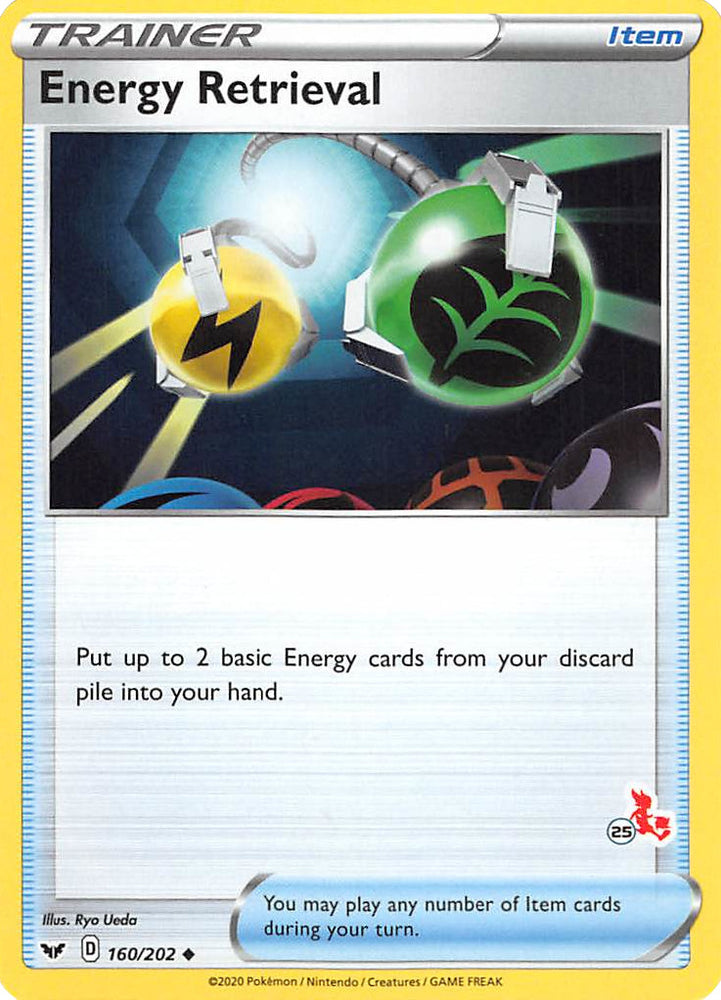 Energy Retrieval (160/202) (Cinderace Stamp #25) [Battle Academy 2022] 