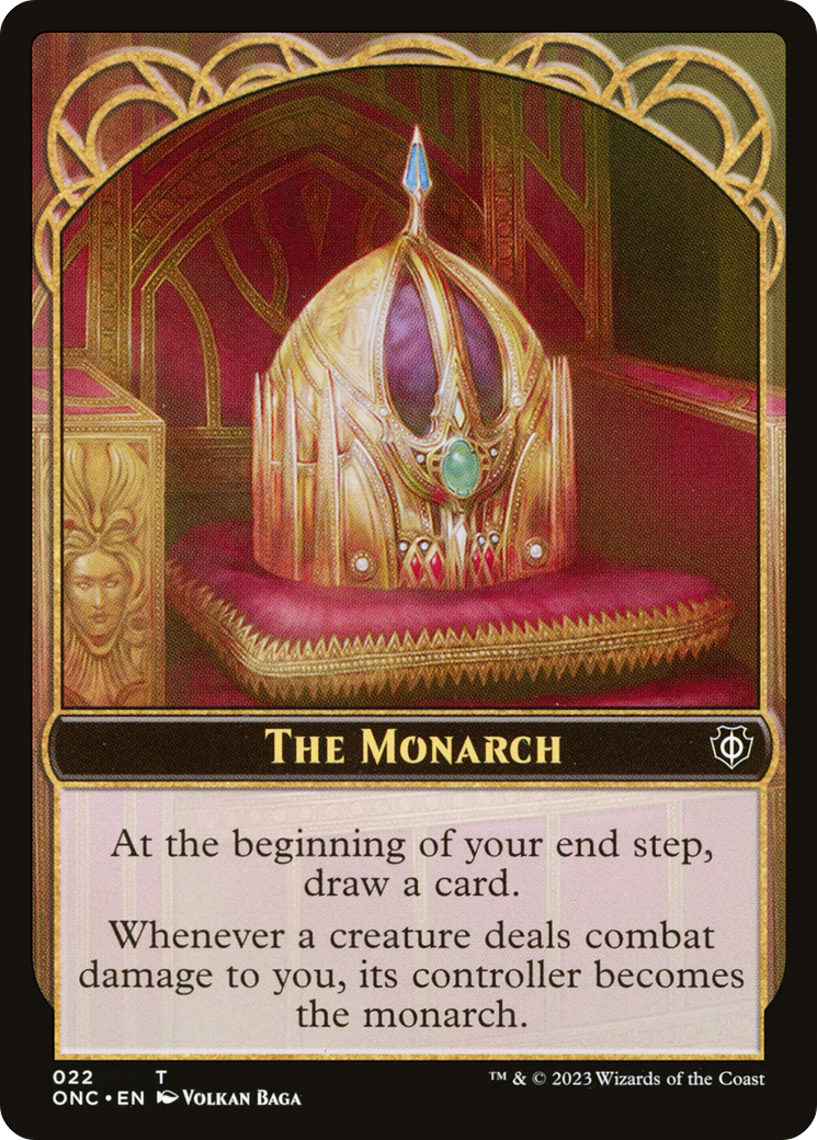 The Monarch // Golem Double-Sided Token [Phyrexia: All Will Be One Commander Tokens] 