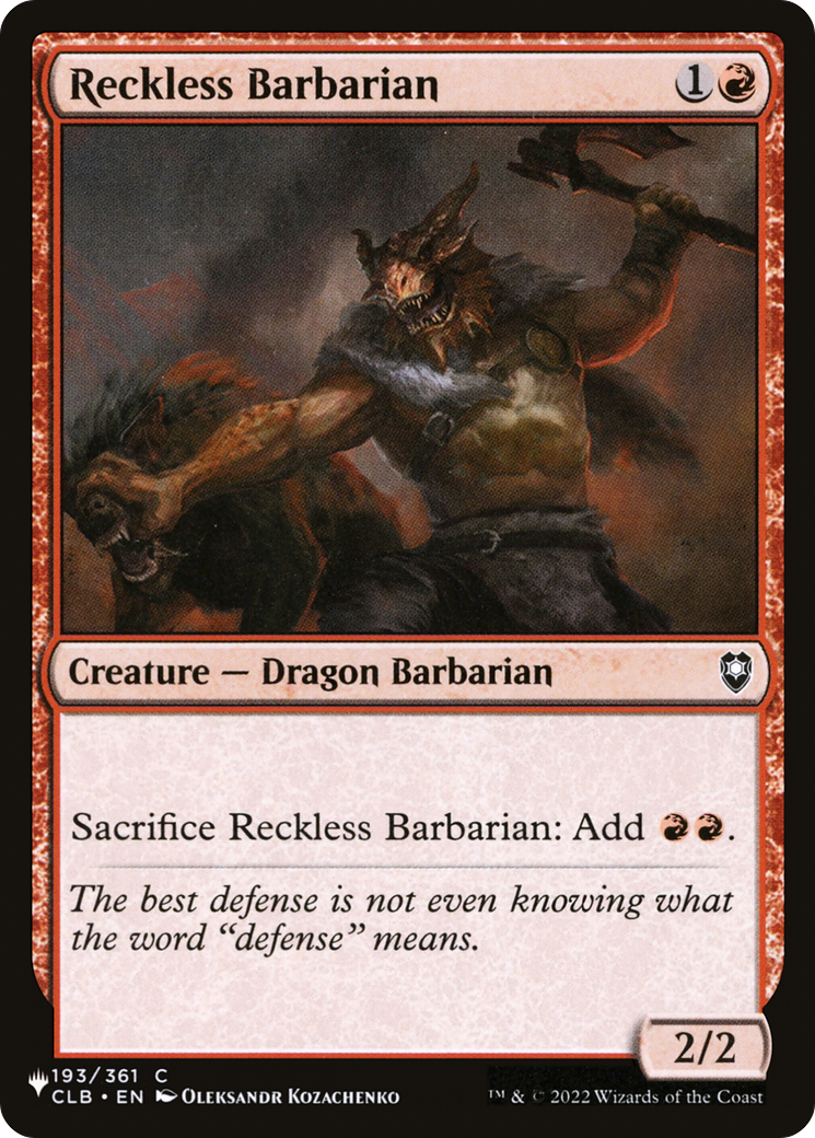 Reckless Barbarian [The List Reprints] 