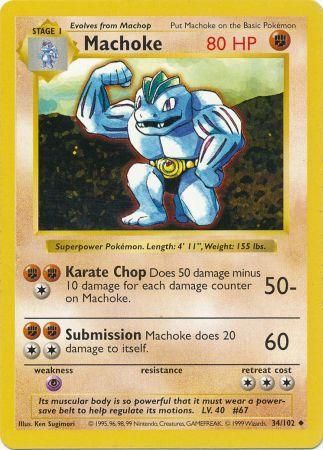 Machoke (34/102) [Shadowless Unlimited Base Set] 