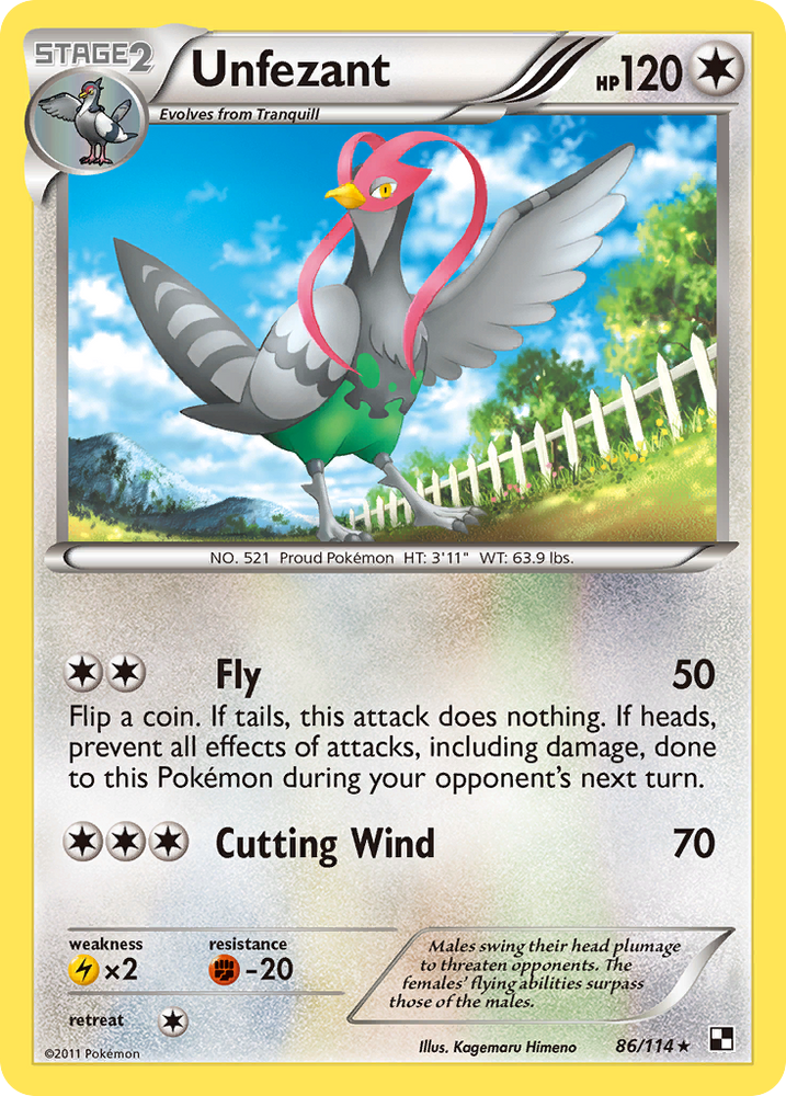 Unfezant (86/114) [Black &amp; White: Base Set] 