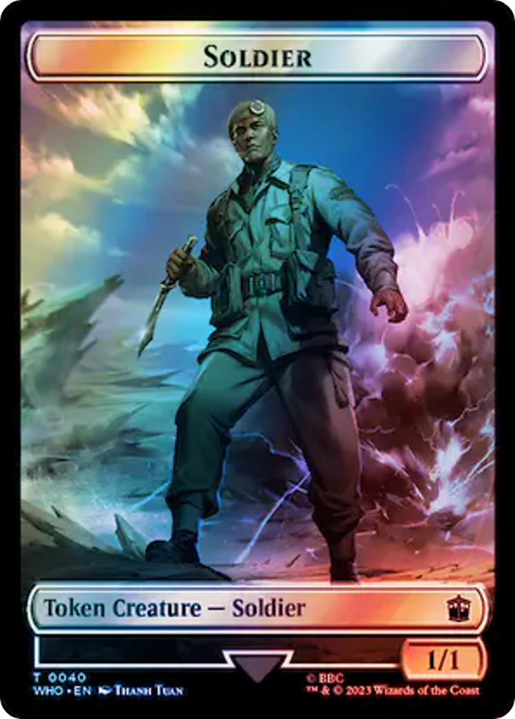 Soldier // Mark of the Rani Double-Sided Token (Surge Foil) [Doctor Who Tokens] 