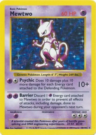 Mewtwo (10/102) [Shadowless Unlimited Base Set] 