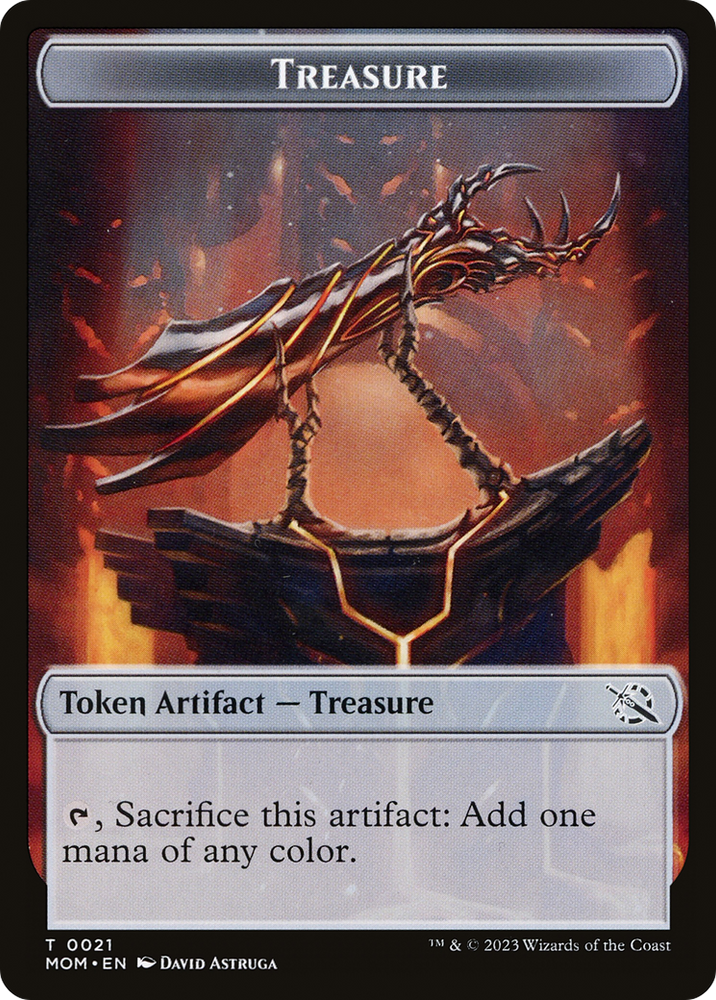 Treasure (21) // Teferi Akosa of Zhalfir Emblem Double-Sided Token [March of the Machine Tokens] 