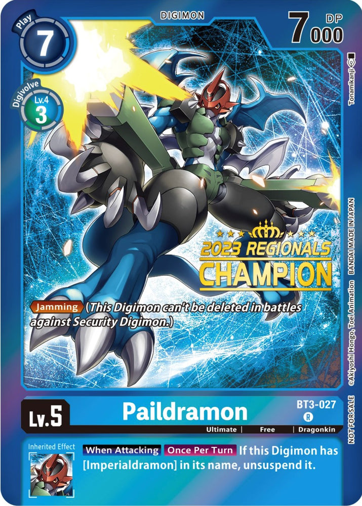 Paildramon [BT3-027] (2023 Regionals Champion) [Release Special Booster Promos]