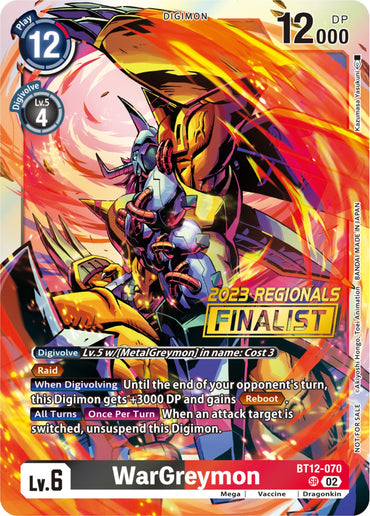 WarGreymon [BT12-070] (2023 Regionals Finalist) [Across Time]