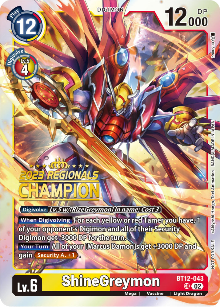 ShineGreymon [BT12-043] (2023 Regionals Champion) [Across Time] 