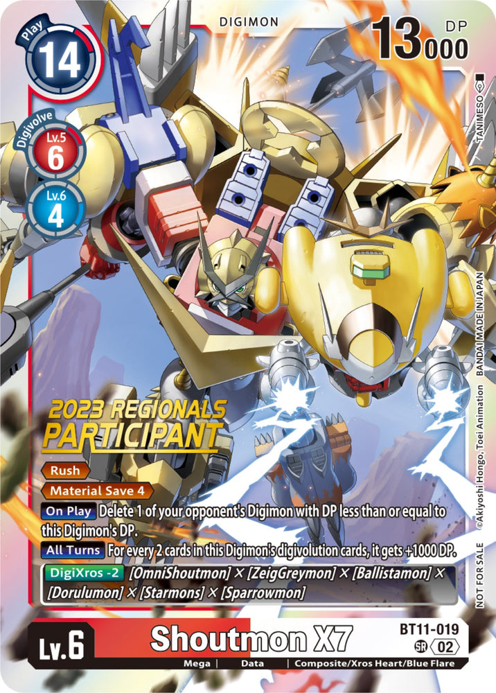 Shoutmon X7 [BT11-019] (2023 Regionals Participant) [Dimensional Phase] 