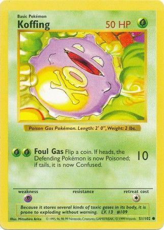 Koffing (51/102) [Shadowless Unlimited Base Set] 