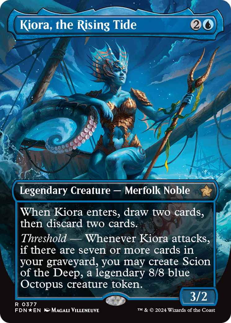 Kiora, the Rising Tide (Borderless) (Mana Foil) [Foundations] 