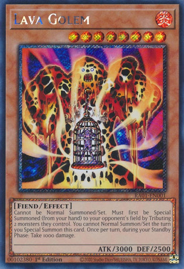 Lava Golem [RA01-EN001] Platinum Secret Rare 