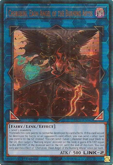 Cherubini, Ebon Angel of the Burning Abyss [RA01-EN042] Prismatic Ultimate Rare 