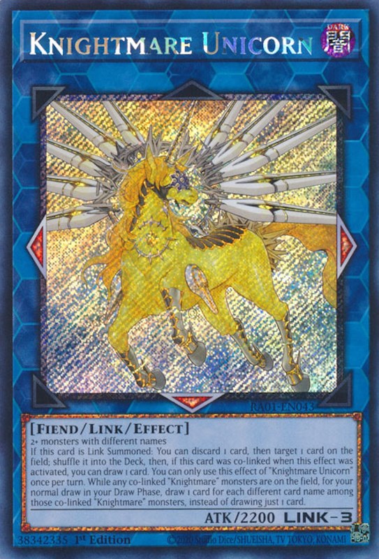 Knightmare Unicorn [RA01-EN043] Platinum Secret Rare 