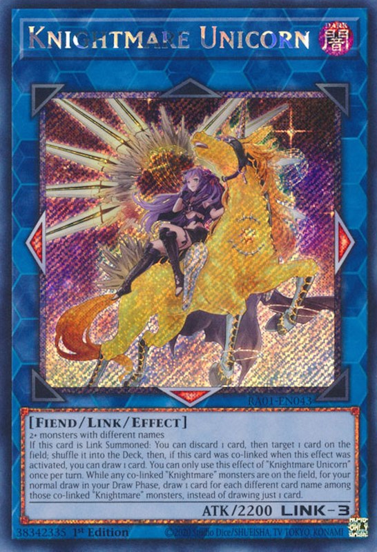 Knightmare Unicorn (Alternate Art) [RA01-EN043] Platinum Secret Rare 