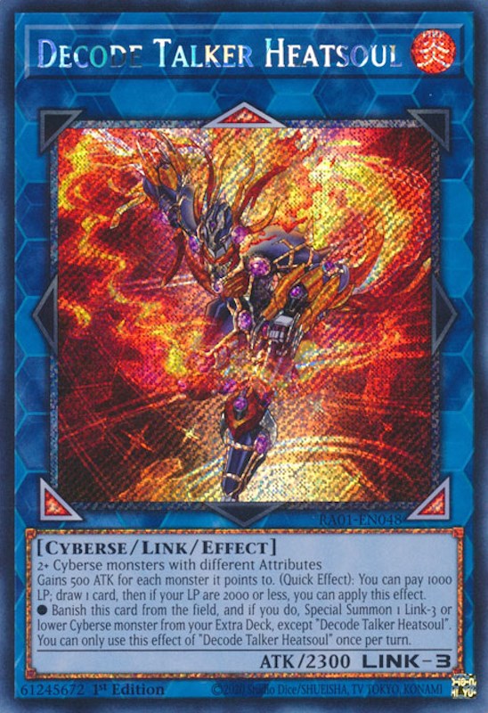 Decode Talker Heatsoul [RA01-EN048] Platinum Secret Rare 