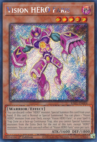 Vision HERO Faris [RA01-EN004] Platinum Secret Rare 
