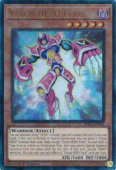 Vision HERO Faris [RA01-EN004] Prismatic Ultimate Rare 