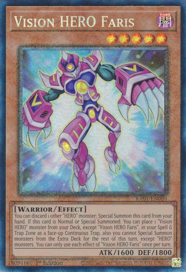 Vision HERO Faris [RA01-EN004] Prismatic Collector's Rare 
