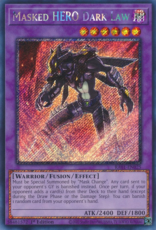 Masked HERO Dark Law [RA01-EN025] Platinum Secret Rare 