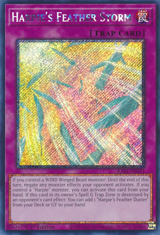Harpie's Feather Storm [RA01-EN073] Platinum Secret Rare 