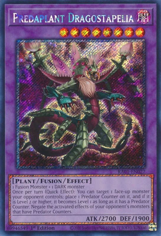 Predaplant Dragostapelia [RA01-EN027] Platinum Secret Rare 
