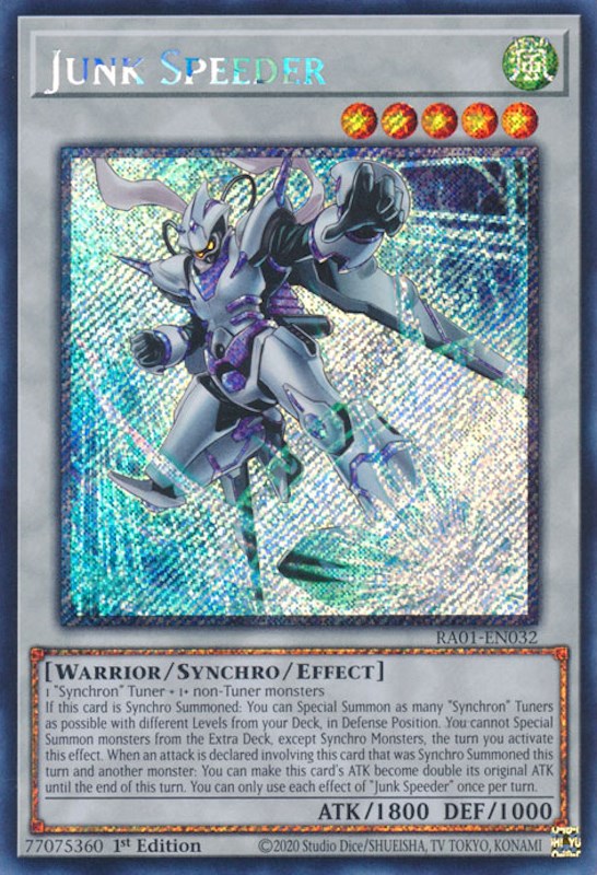 Junk Speeder [RA01-EN032] Platinum Secret Rare 