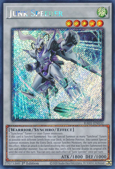 Junk Speeder [RA01-EN032] Platinum Secret Rare 