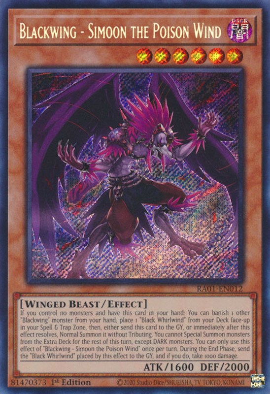 Blackwing - Simoon the Poison Wind [RA01-EN012] Secret Rare 