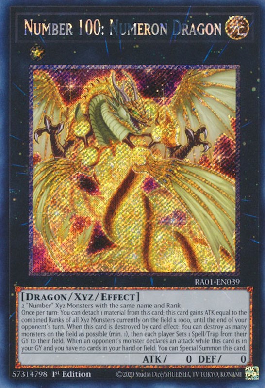 Number 100: Numeron Dragon [RA01-EN039] Platinum Secret Rare 