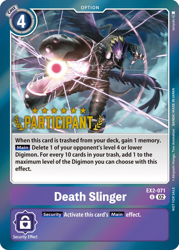 Death Slinger [EX2-071] (Digimon 3-On-3 November 2023 Participation) [Digital Hazard] 