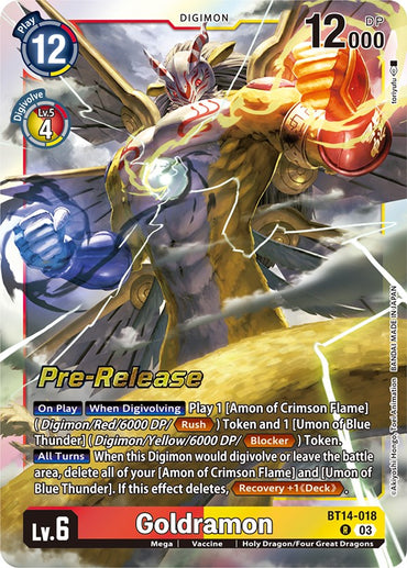 Goldramon [BT14-018] [Blast Ace Pre-Release Cards] 