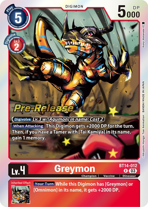 Greymon [BT14-012] [Blast Ace Pre-Release Cards] 