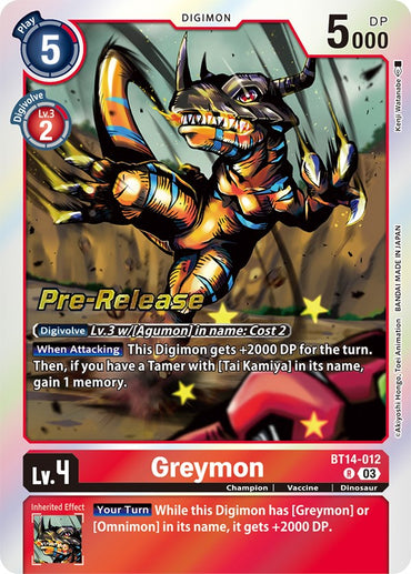 Greymon [BT14-012] [Blast Ace Pre-Release Cards] 
