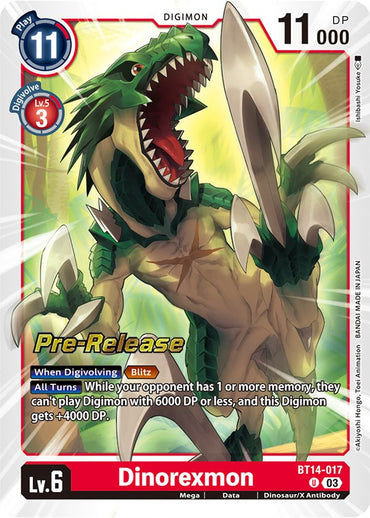 Dinorexmon [BT14-017] [Blast Ace Pre-Release Cards] 
