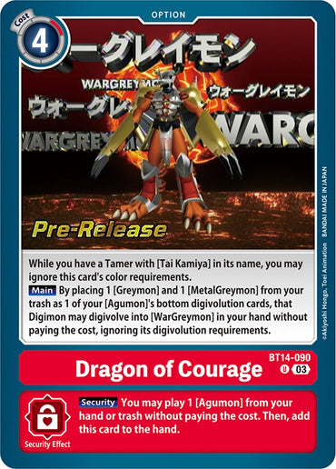 Dragon of Courage [BT14-090] [Blast Ace Pre-Release Cards] 